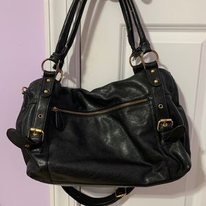 Black Leather Duffle/Shoulder Bag